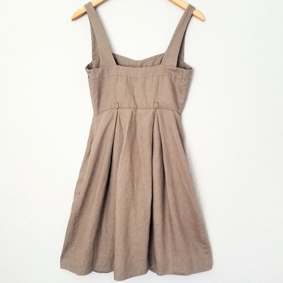 Black Halo 100% Linen Bustier Sweetheart Pleated Front Mini Dress Size 2 No Belt - Picture 3 of 15